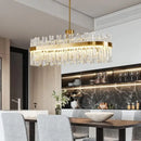 Luxurious gold round crystal pendant light for living room