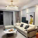 Luxurious gold round crystal pendant light for living room