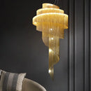 Luxurious gold & silver aluminum chain chandelier living room light