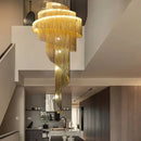Luxurious gold & silver aluminum chain chandelier living room light