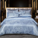 Luxurious gold & teal jacquard satin bedding set bedroom duvet cover