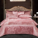 Luxurious gold & teal jacquard satin bedding set bedroom duvet cover
