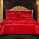Luxurious gold & teal jacquard satin bedding set bedroom duvet cover