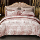 Luxurious gold & teal jacquard satin bedding set bedroom duvet cover