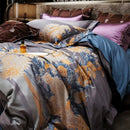 Luxurious gray & gold 1500tc egyptian cotton jacquard bedding set bedroom