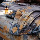 Luxurious gray & gold jacquard egyptian cotton bedding set bedroom