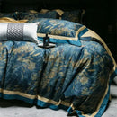 Luxurious navy & gold feather bedding set bedroom blue starry sky
