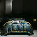 Luxurious navy & gold feather bedding set bedroom blue starry sky