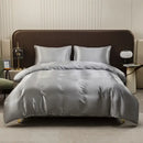 Luxurious peach satin duvet cover and pillowcase set bedroom bedding