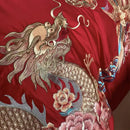 Luxurious red gold loong phoenix bedding set bedroom decor