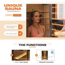 Thermora Valen Luxury 2000W 2-Person Low EMF FAR Infrared Heat Wood Home Personal Spa Sauna W/ Panoramic Tempered Glass (SAK27481)