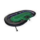 Poker table with green playing surface on a white background