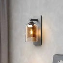 Luxury amber glass wall art light – bedroom amber & black sconce