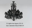 Luxury black crystal chandelier dining room candle style lighting