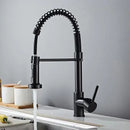 Luxury black & gold kitchen faucet with pull out spring hose