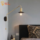 Luxury black & gold swing arm wall lamp bedroom reading light
