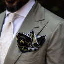 Pavone - Silk Pocket Square - Black