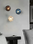 Luxury blue crystal glass wall lamp – bedroom crackled sconce
