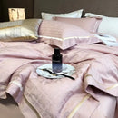 Luxury blush pink floral jacquard duvet cover set bedroom bedding