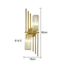 Luxury brass crystal wall lamp for bedroom with ribbed glass accents