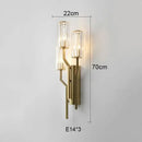 Luxury brass crystal wall lamp for bedroom with ribbed glass accents