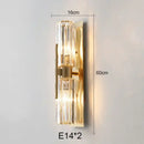 Luxury brass crystal wall lamp for bedroom with ribbed glass accents