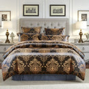 Luxury brown & gold damask duvet cover bedding set bedroom decor