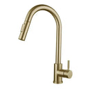 Luxury brushed gold pull out kitchen faucet with textured finish