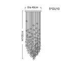 Luxury cascading crystal led chandelier staircase lighting fixture