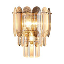 Luxury cascading gold crystal led wall lamp living room lighting