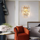 Luxury cascading gold crystal led wall lamp living room lighting