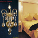 Luxury cognac silver crystal wall lamp bedroom bedside light