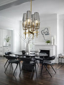 DecorBites™ Copper & Glass Chandelier - Luxury Lighting Fixture for Living, Dining, Bedroom - Dimmable