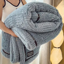 Luxury coral fleece textured gray winter blanket bedroom