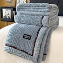 Luxury coral fleece textured gray winter blanket bedroom