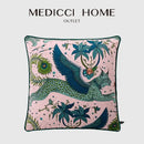 Luxury coral lynx velvet cushion cover living room pink & teal decor