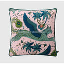 Luxury coral lynx velvet cushion cover living room pink & teal decor