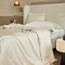 Luxury cream 1400tc pima cotton bedding set bedroom pleated satin