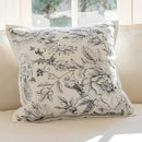 Luxury cream & black camellia jacquard pillow cover living room