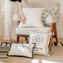 Luxury cream & black camellia jacquard pillow cover living room
