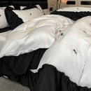 DecorBites™ Ice Silk Embroidery Bedding Sets: Luxury Rayon Duvet Set with Lace, Soft & Cozy