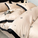 DecorBites™ Ice Silk Embroidery Bedding Sets: Luxury Rayon Duvet Set with Lace, Soft & Cozy