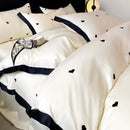DecorBites™ Ice Silk Embroidery Bedding Sets: Luxury Rayon Duvet Set with Lace, Soft & Cozy