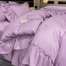 DecorBites™ Ice Silk Embroidery Bedding Sets: Luxury Rayon Duvet Set with Lace, Soft & Cozy