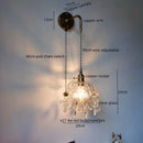 Luxury crystal copper led wall sconce for bedroom lighting