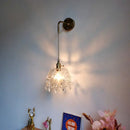 Luxury crystal copper led wall sconce for bedroom lighting