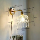 Luxury crystal copper led wall sconce for bedroom lighting