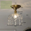 Luxury crystal glass ceiling light bedroom brass teardrop decor