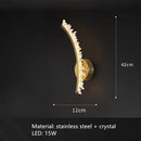 Luxury crystal gold metal wall sconce for living room warm glow