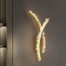 Luxury crystal gold metal wall sconce for living room warm glow